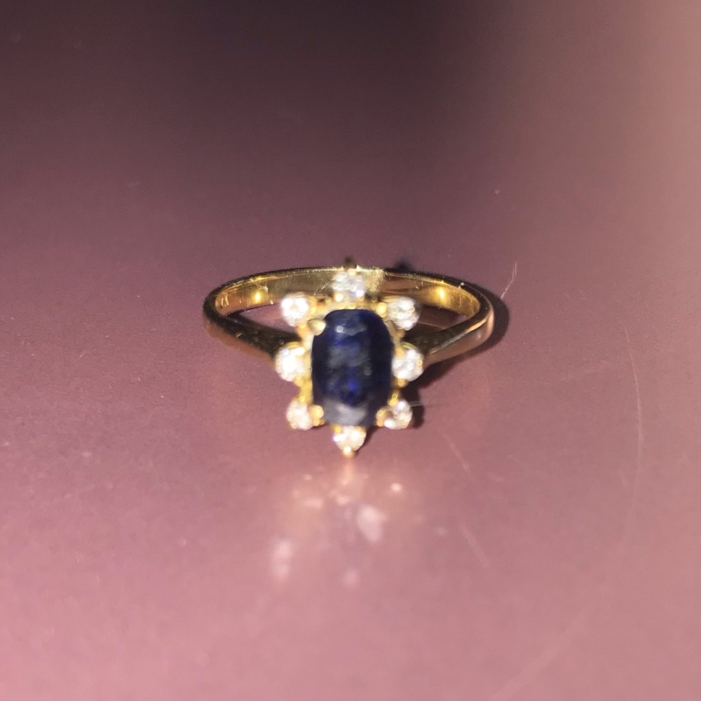 Blue Sapphire 10k Yellow Gold Ring sz 6.25